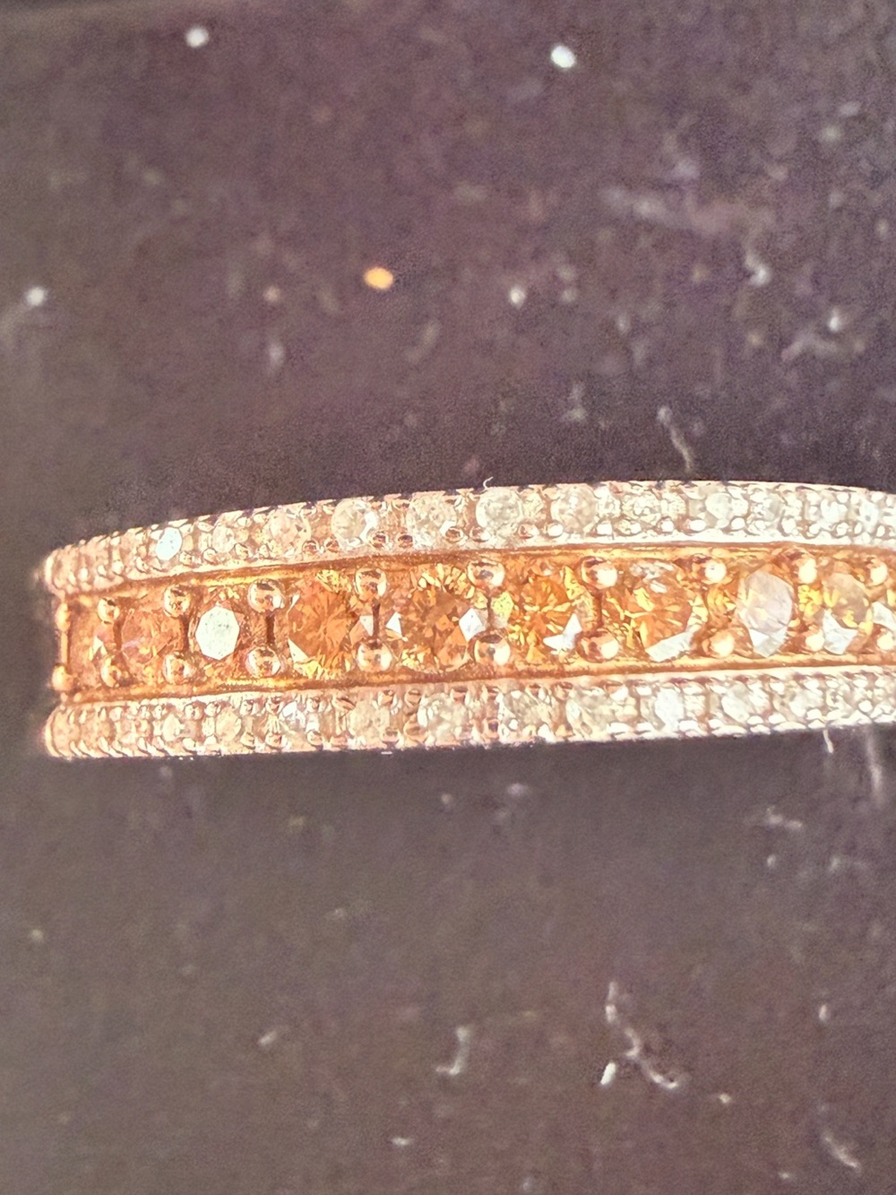 Champagne & White Diamond-Accent Pavé Band Mens or Women’s Ring Sz10 - Picture 5 of 16